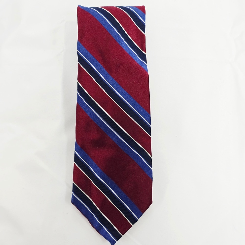 Jones New York Necktie Burgundy Blue Striped Business‎ Career Men's Tie